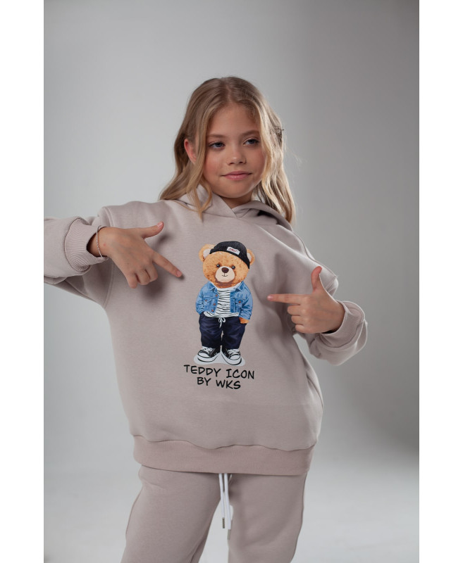 Теплый костюм с принтом Teddy (флис) капучино
